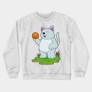 Cat as Basketball player with Basketball Crewneck Sweatshirt